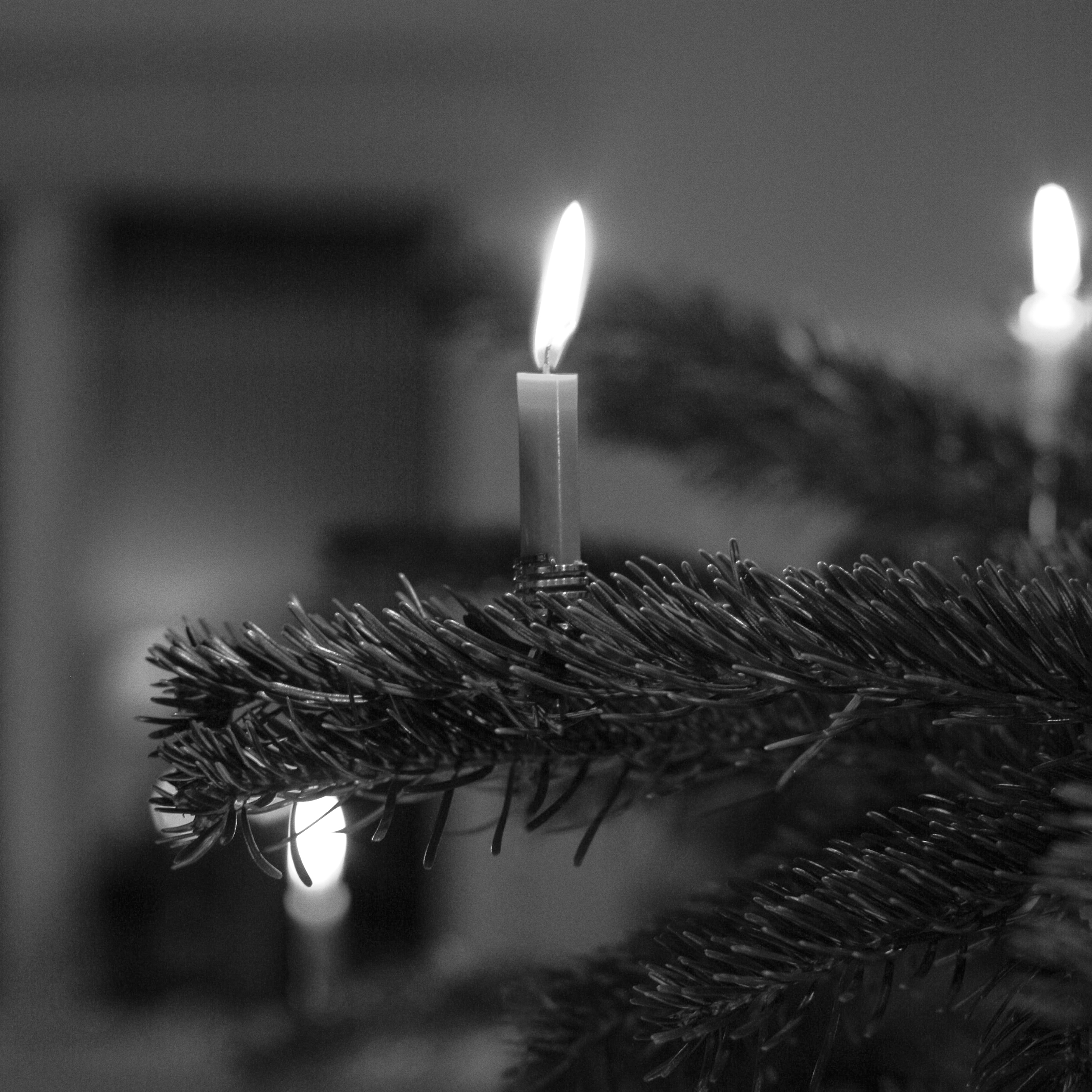 candle on the christmas tree
